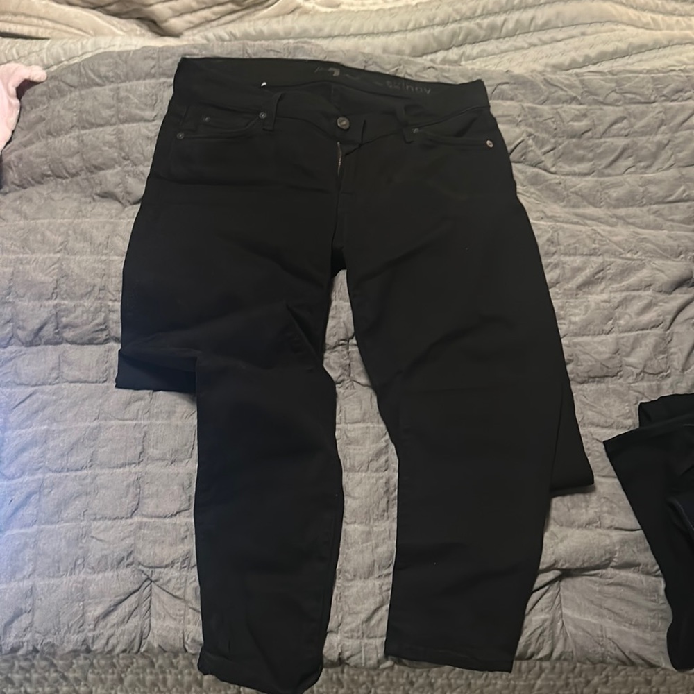 7 for all mankind womans black skinny stretch jeans